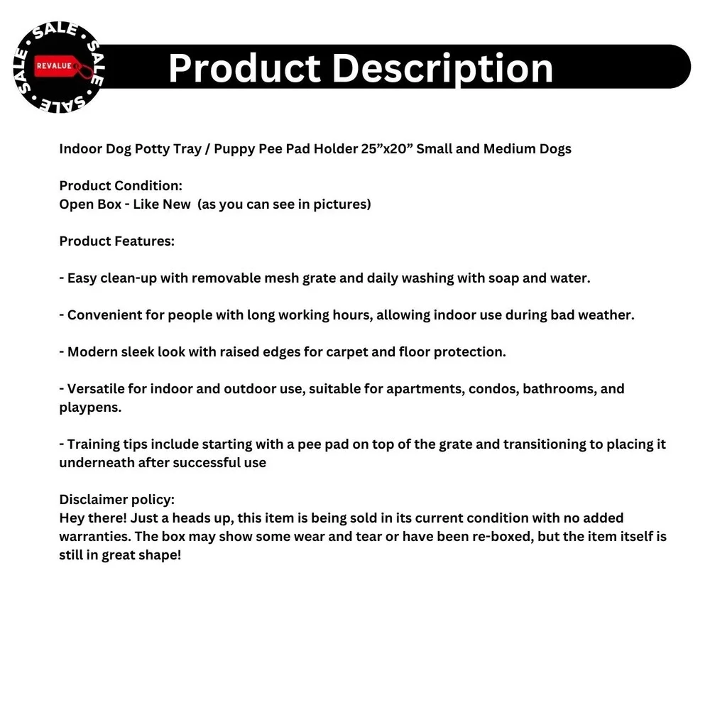 Indoor Dog Potty Tray ‎ Puppy Pee Pad Holder 25